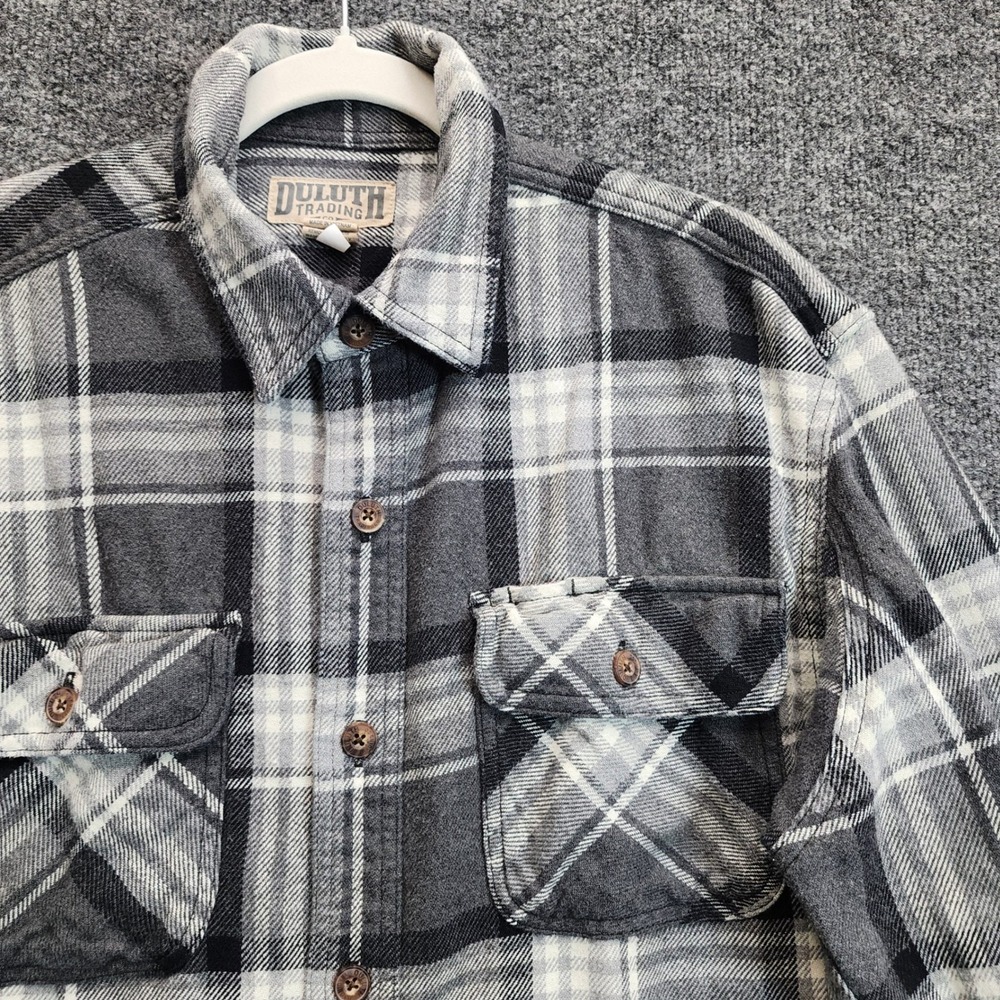 Duluth Trading Mens Heavyweight Plaid Cotton Flannel Workwear Shirt M Outdoors